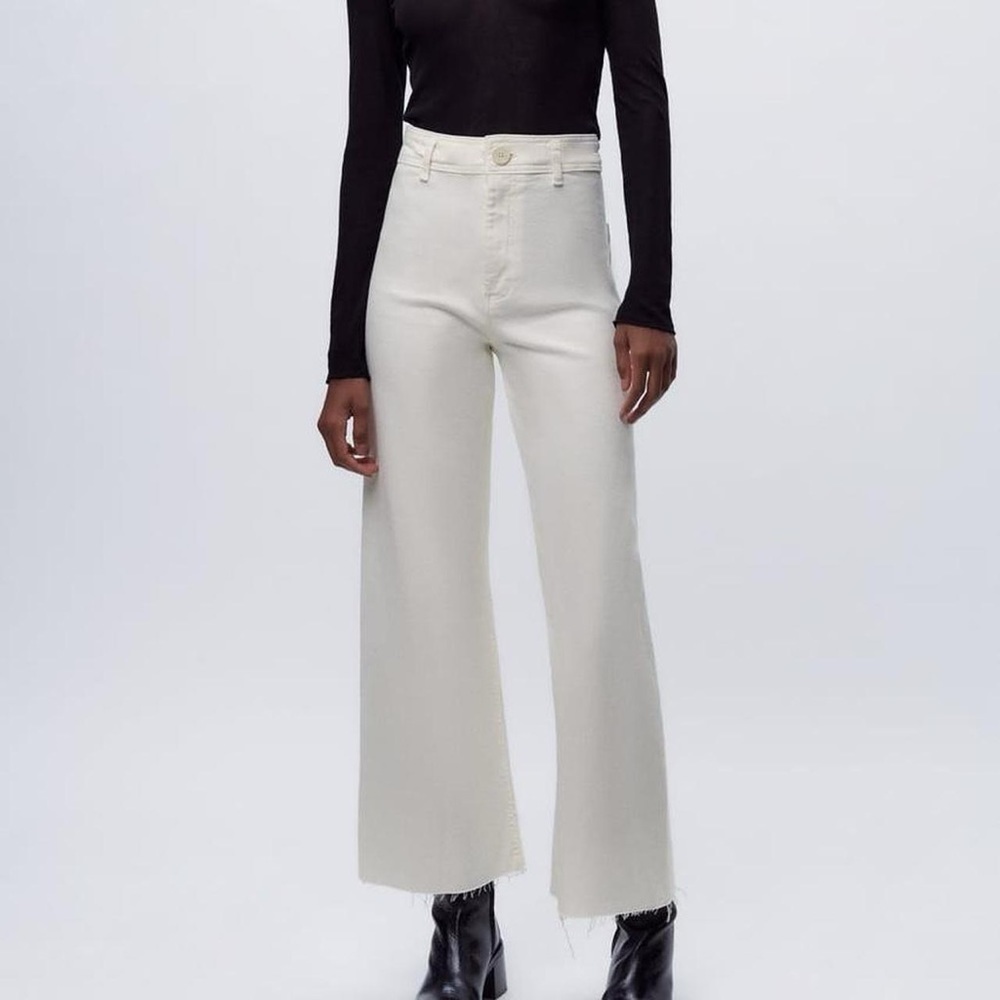 Zara High Waist Marine Straight Pocket Jeans